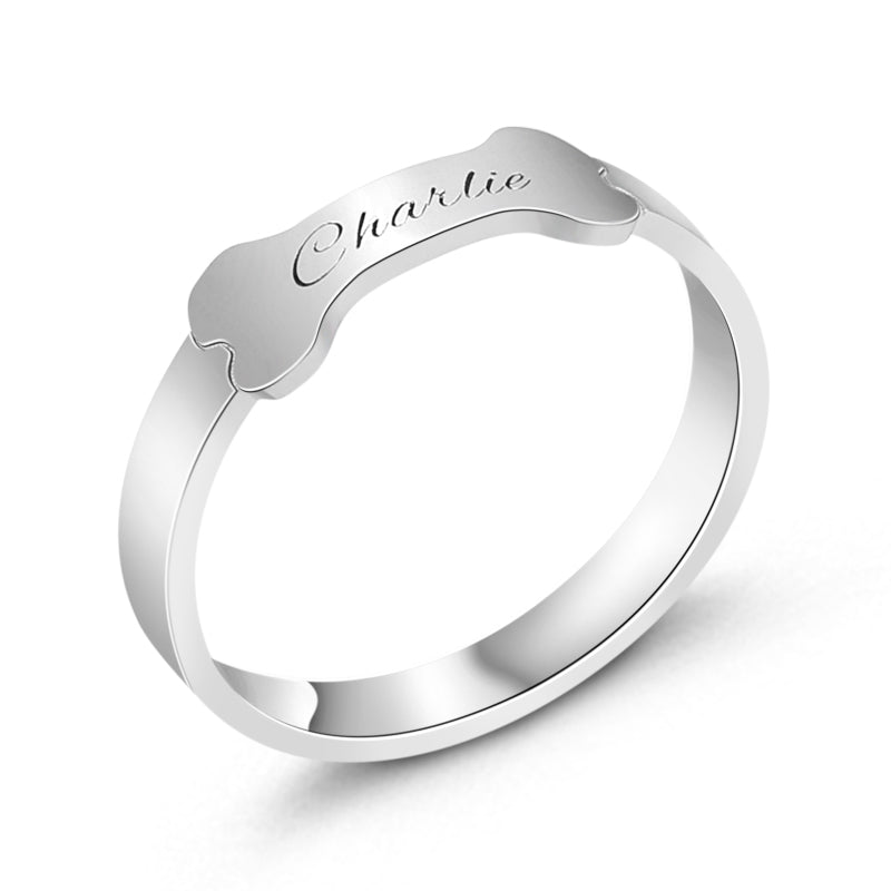 Gnoce "Pet love" Personalized Name Ring 925 Sterling Silver For Pet Lover_4