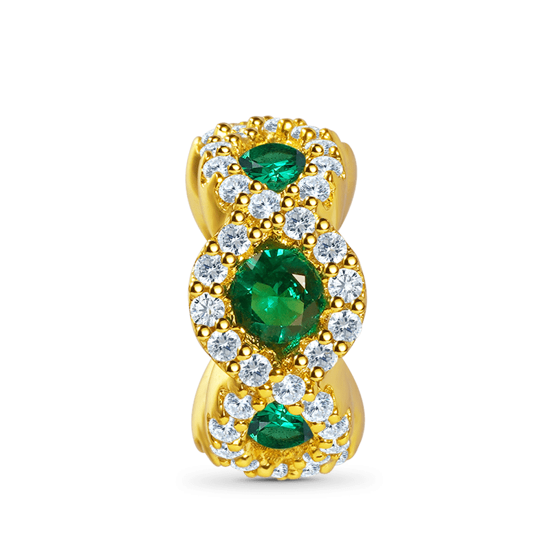 Oval Cut Emerald Stopper for Charm Bracelet Sterling Silver 18K Gold Plated_1