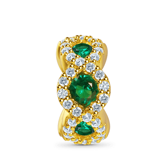 Oval Cut Emerald Stopper for Charm Bracelet Sterling Silver 18K Gold Plated_1