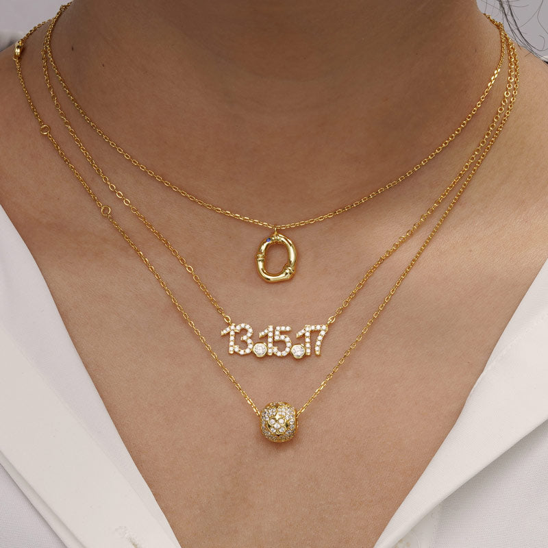 Letter O Pendant Bamboo Initial Necklace Adjustable Chain Length 18k Gold Plated 925 Sterling Silver_5