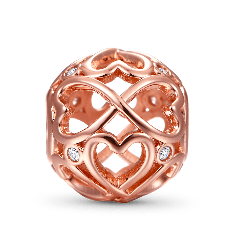 Infinite Heart Shaped Hollow Charm Bead Rose Gold Plated 925 Sterling Silver_1