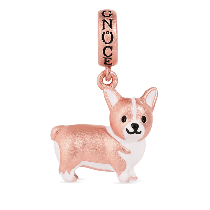 Corgi Pendant Charm Sterling Silver Matte 18k Rose Gold Plated_1