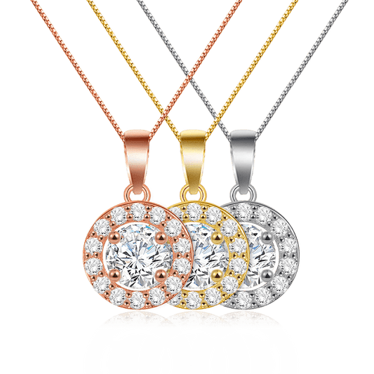 Round Stone Necklace Cross Chain_1