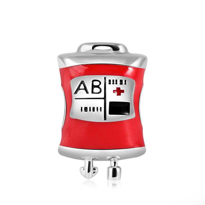 Blood Bag Charm Bead 925 Sterling Silver Enamel_1