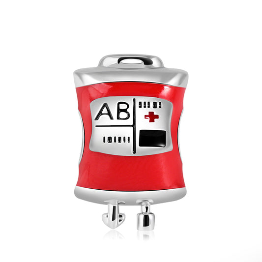 Blood Bag Charm Bead 925 Sterling Silver Enamel_1