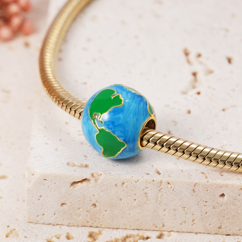 Earth Charm Bead Sterling Silver 18K Gold Plated_3