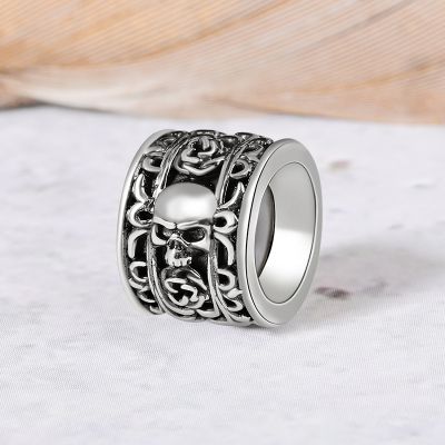 Skull & Rose Charm Vintage Bead S925 Sterling Silver Jewelry for Men