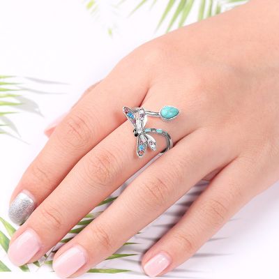 Turquoise Dragonfly Adjustable Ring