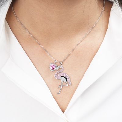 Flamingo & Heart Necklace