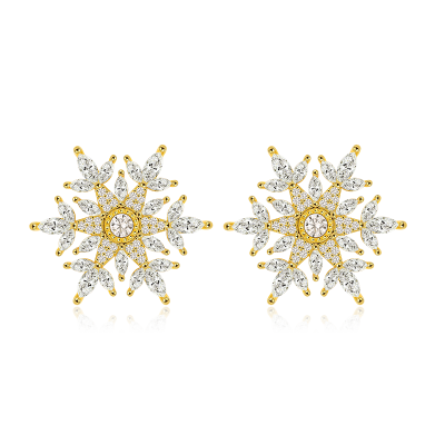 Snowflake Stud Earrings with 18K Gold Plated Sterling Silver
