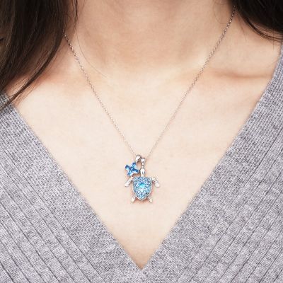 Cherry Blossom & Sea Turtle Necklace