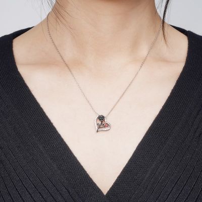Black Rose Heart Necklace