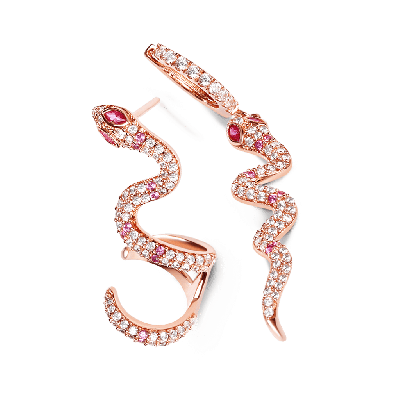 Pink Eyes Snake Earrings
