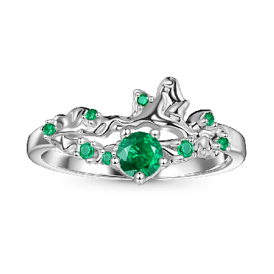 Elegant Moss Green Diamond Ring