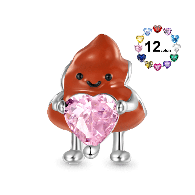 Poop Embraces Heart Charm