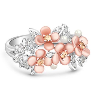 Flowers Ring with White stones