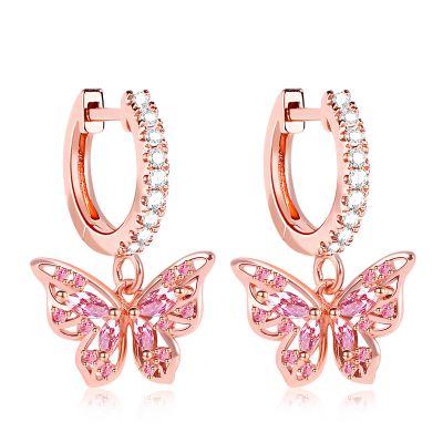 Butterfly Dangle Hoop Earrings