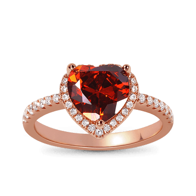 Red Heart Halo Ring