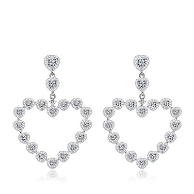 Heart Diamond Dangle Earrings