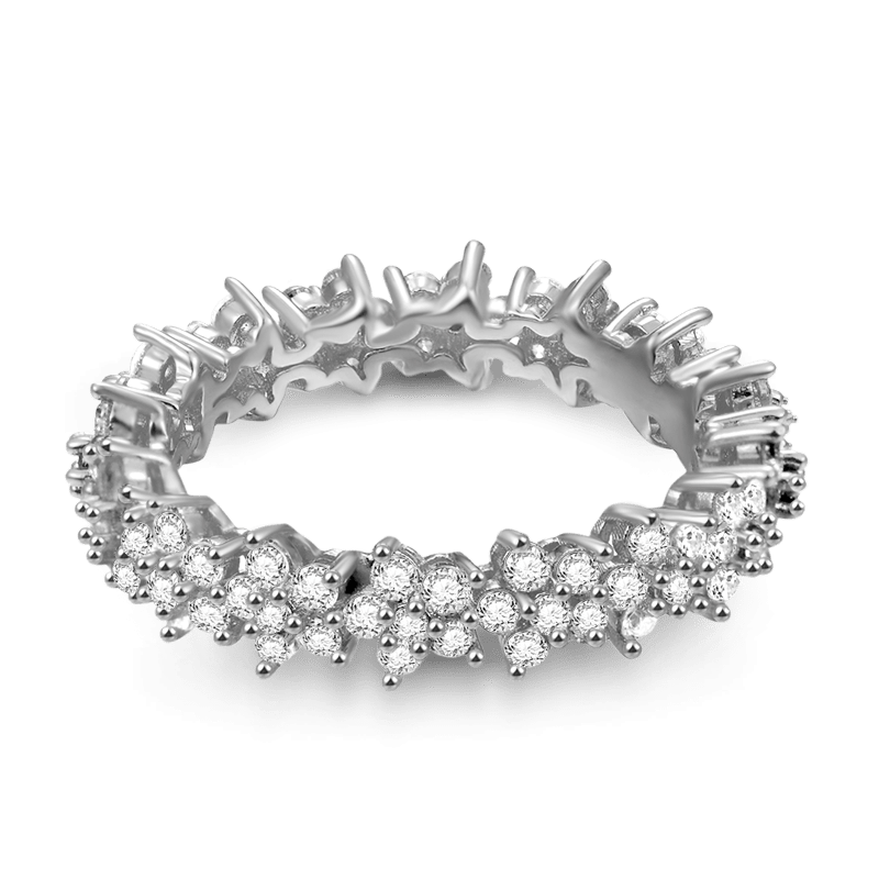 Silver flower discount band ring